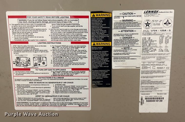 image for item EV2647 (4) Lennox heaters