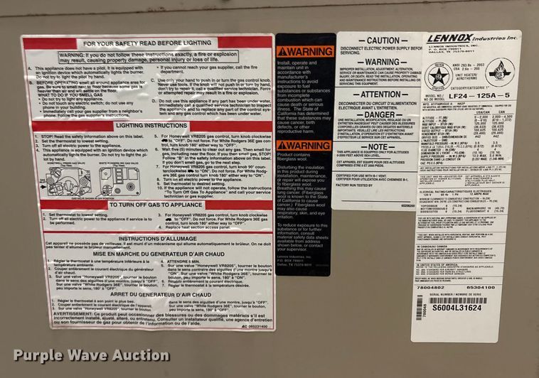image for item EV2647 (4) Lennox heaters
