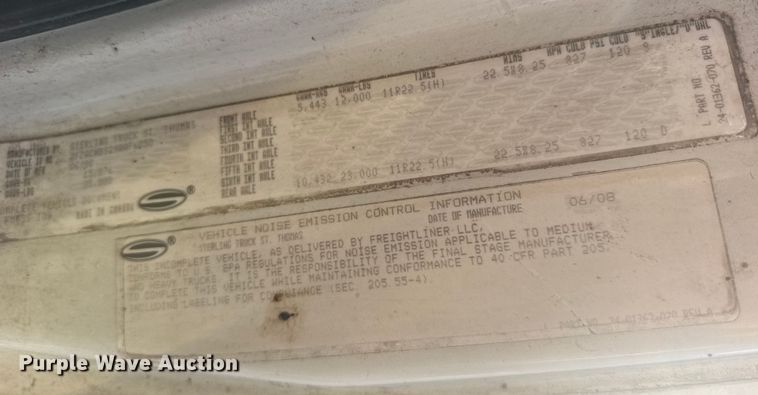 image for item FB0558 2009 Sterling Acterra refuse truck