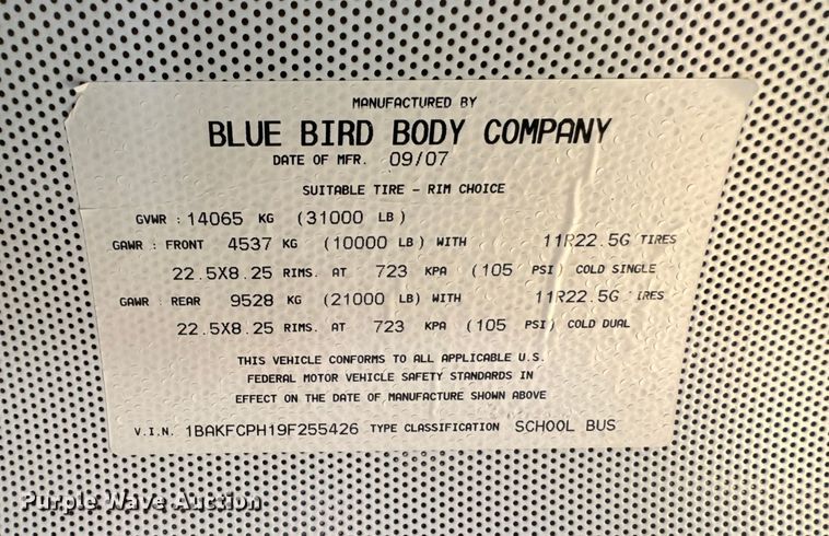 image for item FB0575 2009 Blue Bird Vision school bus