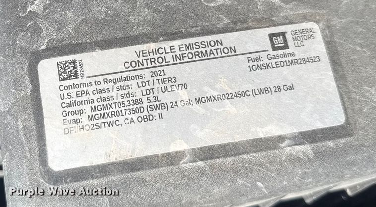 image for item FB0615 2021 Chevrolet Tahoe SUV