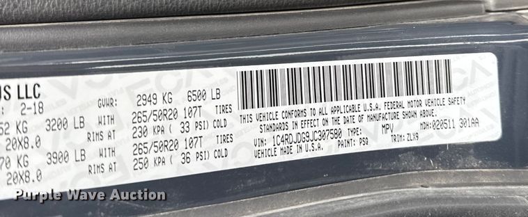 image for item FB0664 2018 Dodge Durango SUV