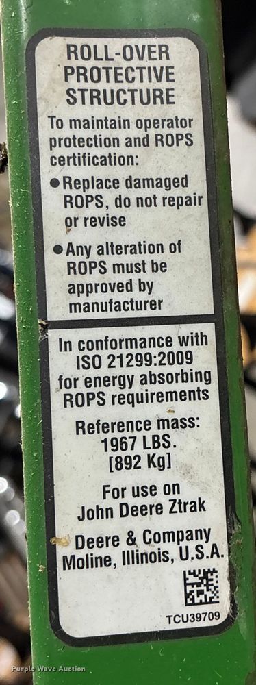 image for item FB3468 2016 John Deere Z960M ZTR lawn mower