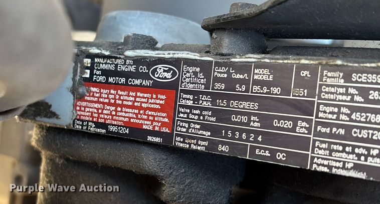 image for item FB3473 1996 Ford F800 sewer jetter truck