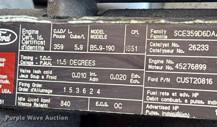 image for item FB3473 1996 Ford F800 sewer jetter truck