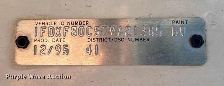 image for item FB3473 1996 Ford F800 sewer jetter truck