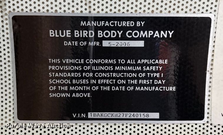 image for item FG0013 2007 Blue Bird Vision school bus