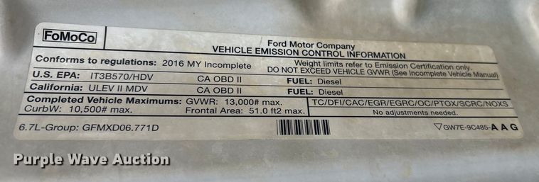 image for item FG2531 2016 Ford F350 Super Duty Ext. Cab flatbed pickup truck