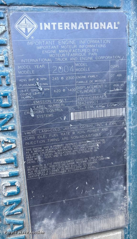 image for item FG2574 2005 International 7300 dump truck