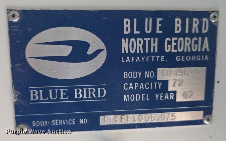 image for item FI0751 2002 Bluebird TC2000 school bus