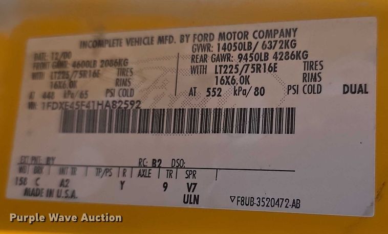 image for item FI0753 2001 Ford E450 school bus