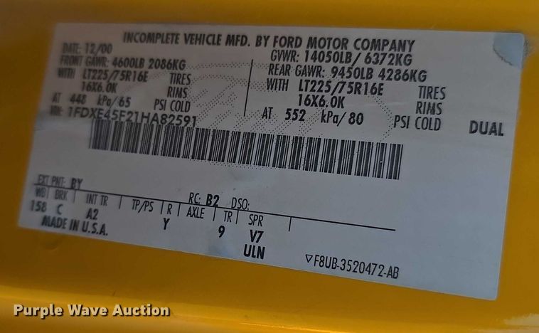 image for item FI0755 2001 Ford E450 school bus