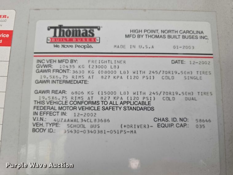 image for item FI0767 2004 Thomas school bus