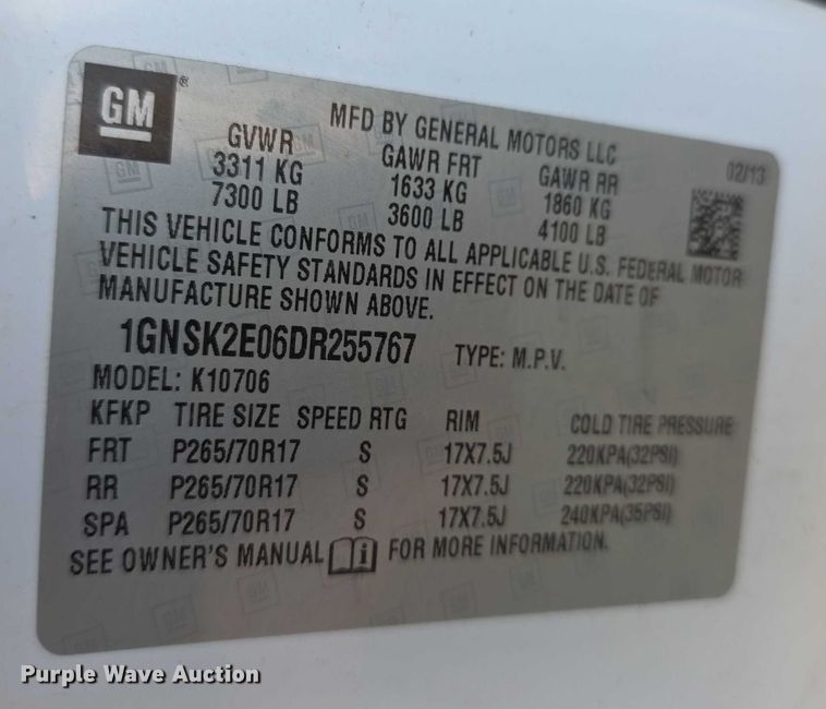 image for item FI0816 2013 Chevrolet Tahoe Police SUV