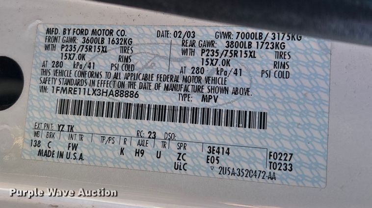 image for item FI1632 2003 Ford E150 van