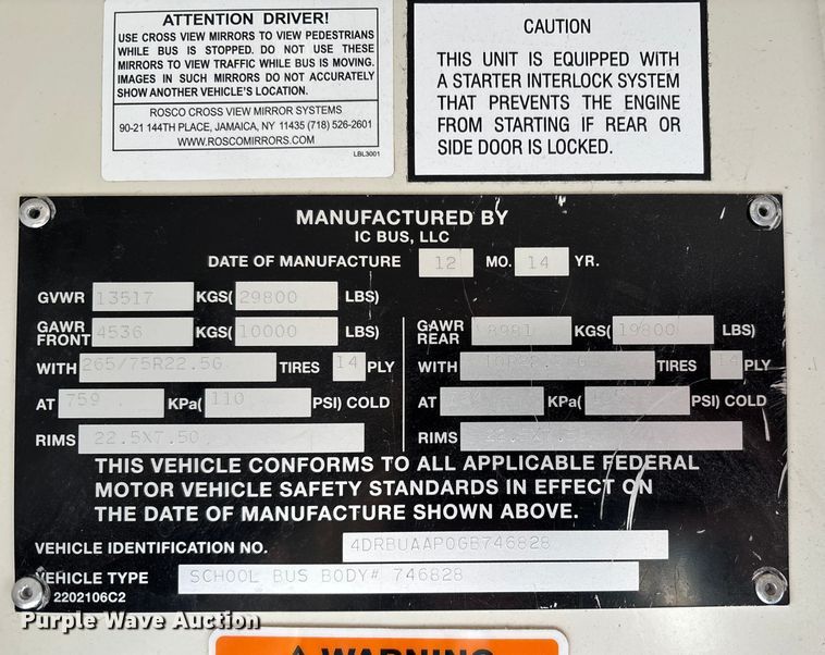 image for item FK0901 2016 IC Bus PB105 school bus