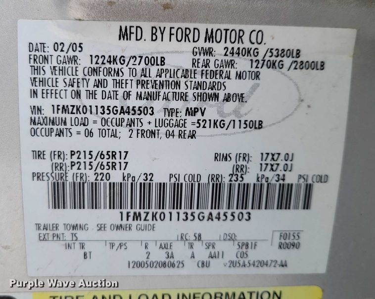 image for item NO9930 2005 Ford  Freestyle van