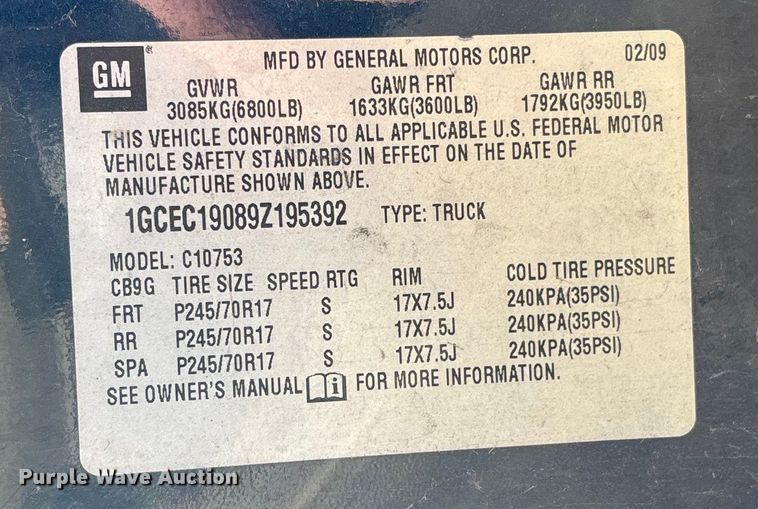 image for item OE9342 2009 Chevrolet Silverado 1500 Ext. Cab pickup truck