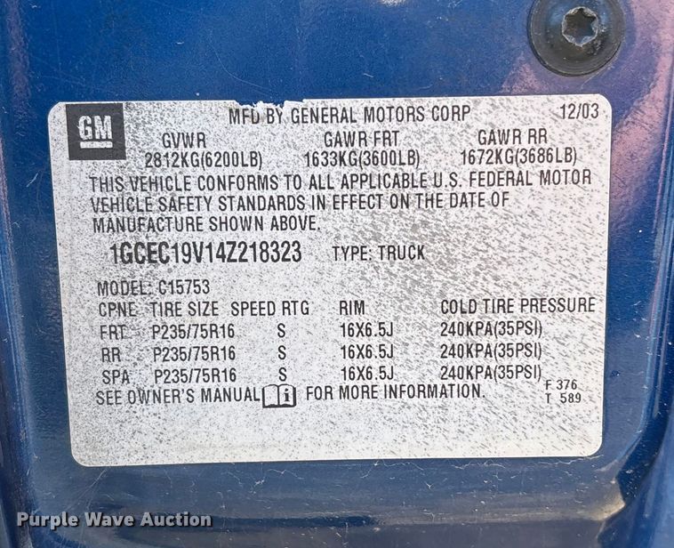 image for item OE9346 2004 Chevrolet Silverado 1500 Ext. Cab pickup truck