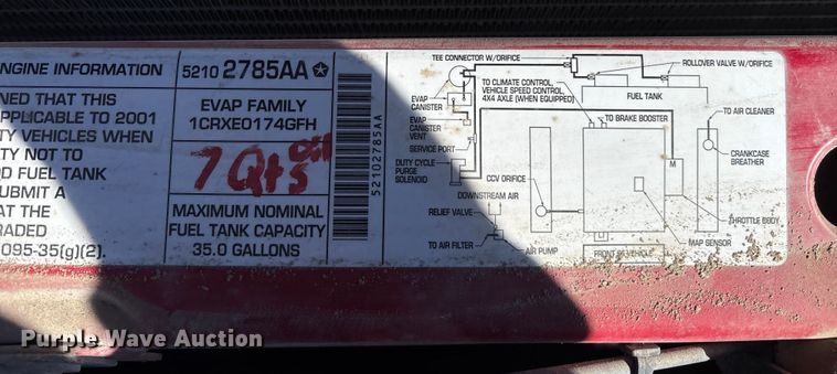 image for item DU6934 2001 Dodge Ram 2500 flatbed pickup truck