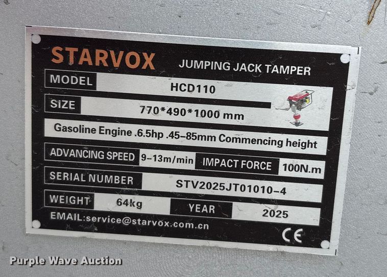 image for item EI5699 (2) 2025 Starvox HCD110 plate compactors