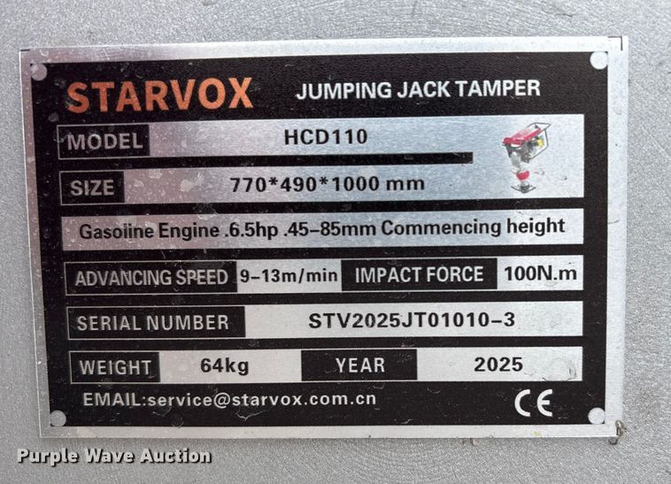 image for item EI5699 (2) 2025 Starvox HCD110 plate compactors