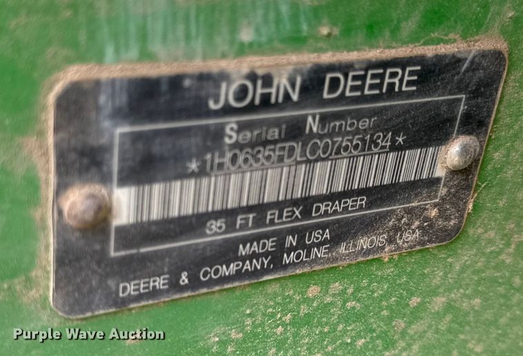 image for item EN0186 2012 John Deere 635FD flex draper head