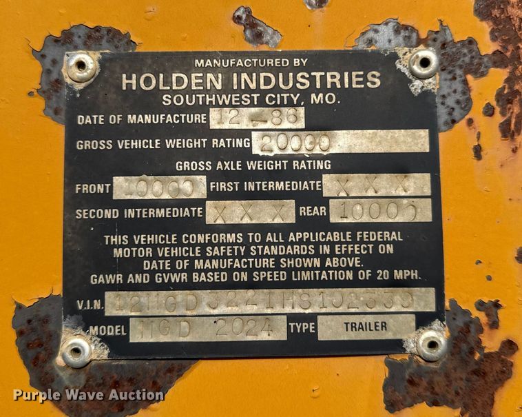 image for item EN0201 1987 Holden equipment trailer