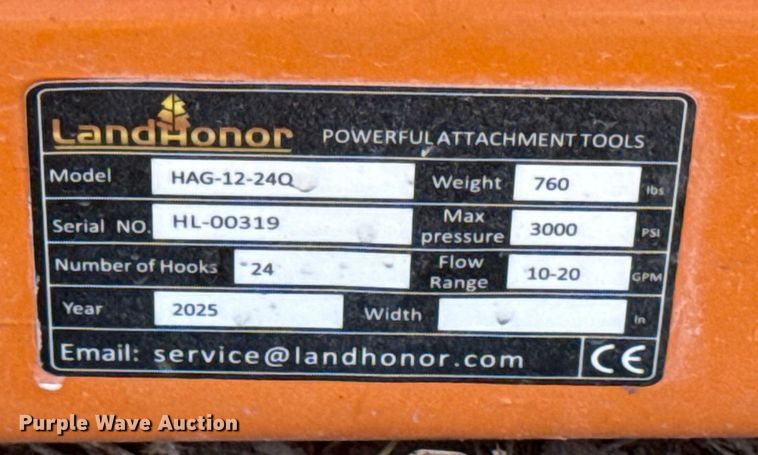image for item EN0213 2025 LandHonor HAG-12-24G skid steer bale accumulator grapple