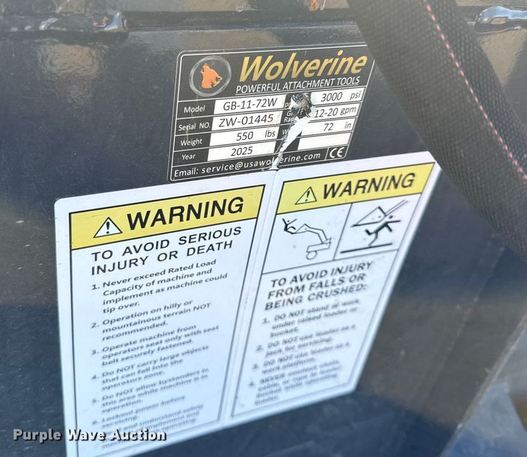 image for item EN0247 2025 Wolverine Grapple bucket skid steer grapple bucket