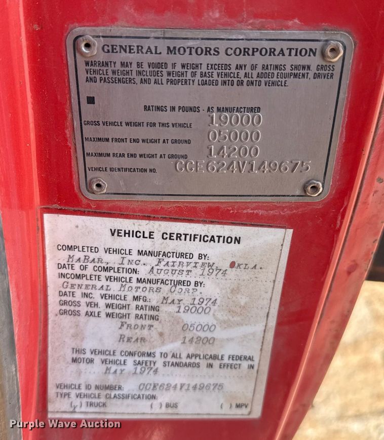 image for item EP2843 1974 Chevrolet C60 grain truck