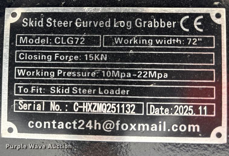 image for item FG2611 2025 Giyi CLG72 skid steer grapple bucket