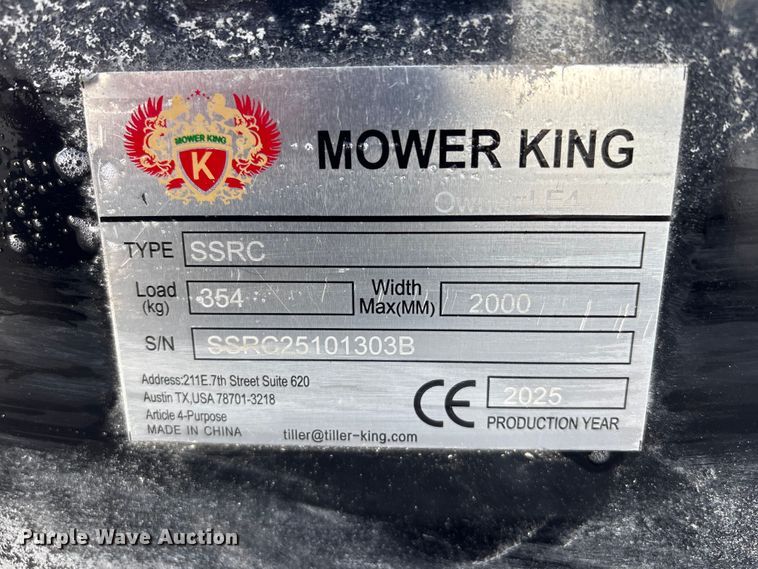 image for item FG2620 2025 Mower King SSRC skid steer rotary mower