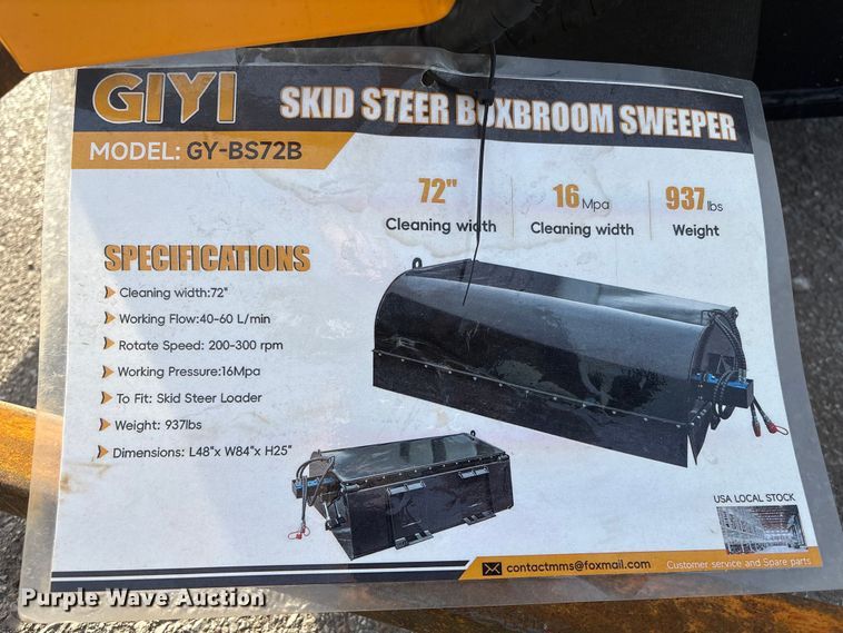 image for item FG2622 2025 Giyi BS72 skid steer sweeper