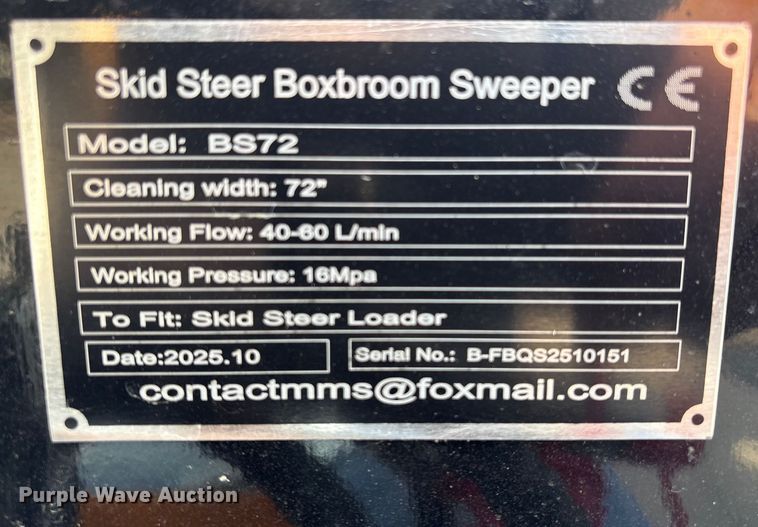 image for item FG2622 2025 Giyi BS72 skid steer sweeper