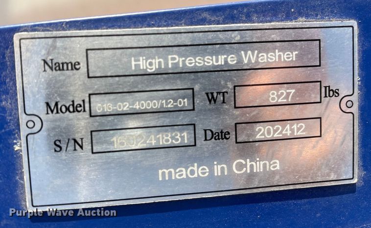 image for item FG2623 High Pressure Washer 016-02-4000/1.2-01 hot pressure washer