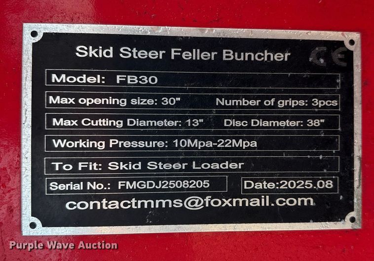 image for item FG2624 2025 Giyi FB30 skid steer feller buncher  
