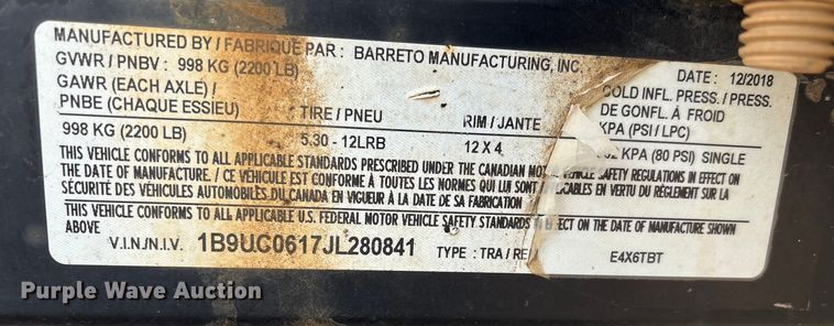 image for item FG2625 2018 Baretto 912 trencher