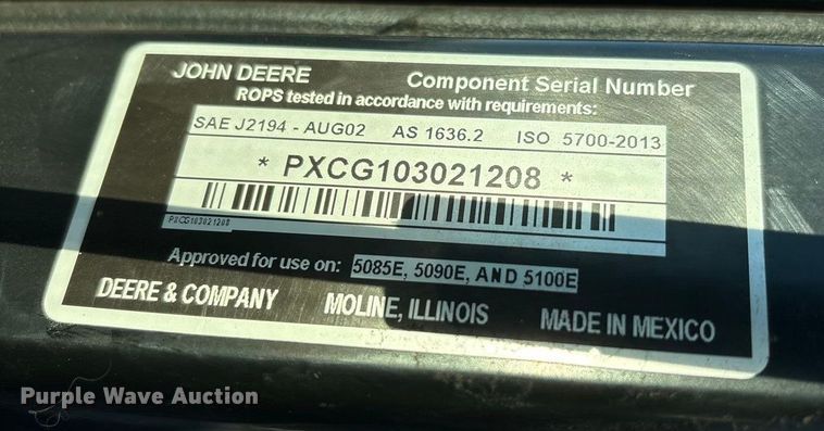 image for item YA1981 2022 John Deere 5100E MFWD tractor