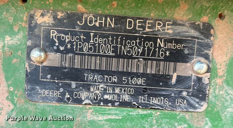 image for item YA1981 2022 John Deere 5100E MFWD tractor