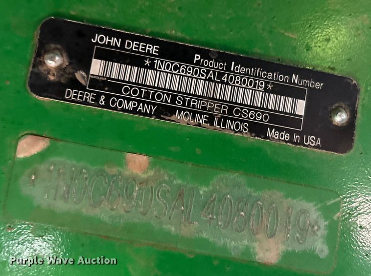 image for item YA1990 2020 John Deere CS690 RWA cotton stripper