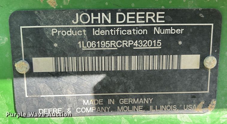 image for item YA2029 2024 John Deere 6R 195 MFWD tractor