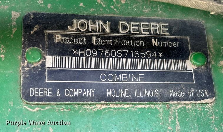 image for item YA2085 2007 John Deere 9760 STS RWA combine