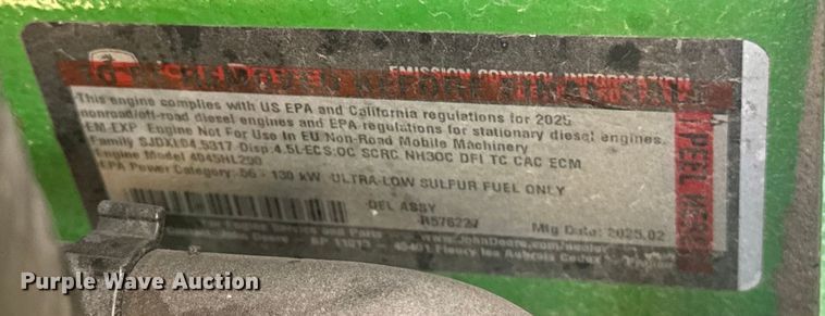 image for item YA2086 2025 John Deere 6M 125 MFWD tractor