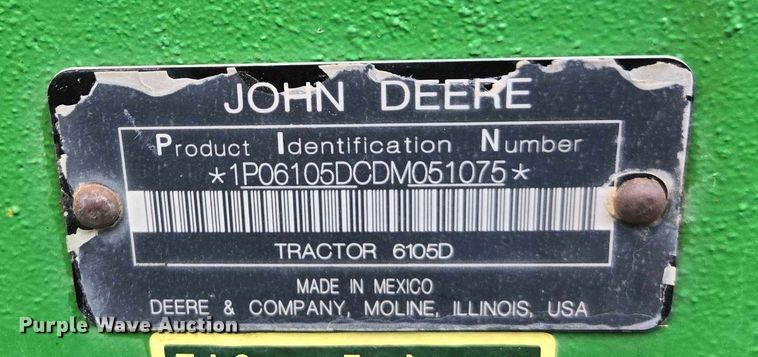 image for item YA2121 2013 John Deere 6105D MFWD tractor