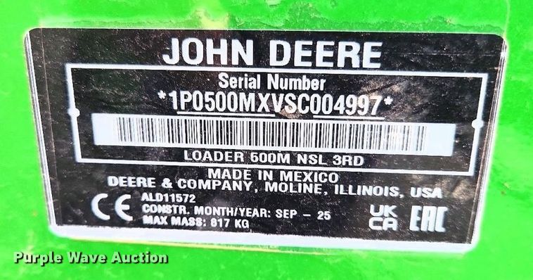 image for item YA2170 2025 John Deere 500M loader