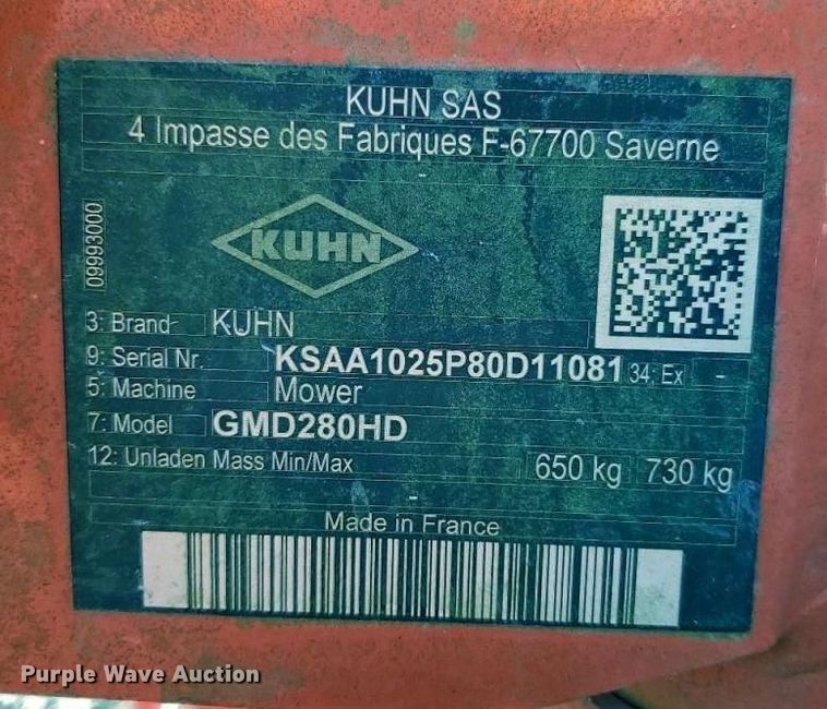 image for item YA2171 2023 Kuhn GMD280HD disc mower