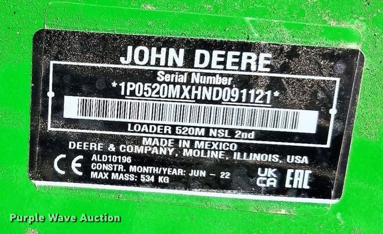 image for item YA2172 2022 John Deere 520M loader