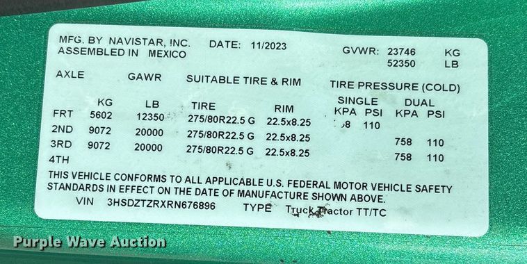 image for item DW7398 2024 International LT625 semi truck