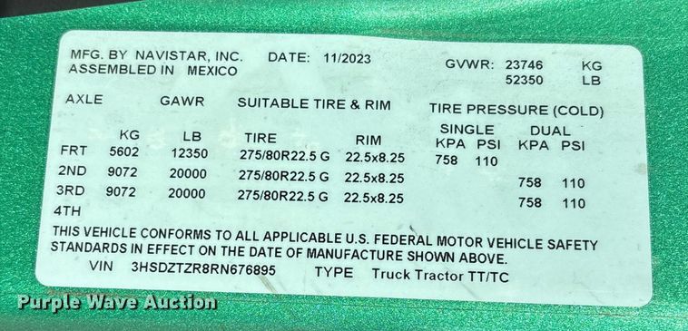 image for item DW7401 2024 International LT625 semi truck